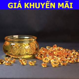 Túi 100 Thỏi Vàng Thủy Tinh Kim Nguyên Bảo Trong Suốt Chiêu Tài Lộc, Size Nhí 15mm, Trang Trí Phong Thủy