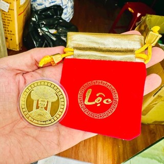 Đồng Xu Núi Bà Đen Tây Ninh Mạ Vàng , Rước Tài Lộc Làm Ăn Phát Tài , Kèm túi Cầu Được Ước Thấy