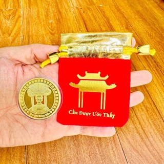 Đồng Xu Núi Bà Đen Tây Ninh Mạ Vàng , Rước Tài Lộc Làm Ăn Phát Tài , Kèm túi Cầu Được Ước Thấy