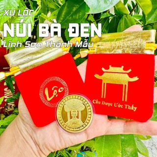 Đồng Xu Núi Bà Đen Tây Ninh Mạ Vàng , Rước Tài Lộc Làm Ăn Phát Tài , Kèm túi Cầu Được Ước Thấy
