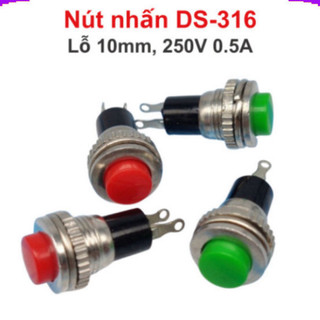 [Giá combo] Nút nhấn nhả (reset) DS-316 10mm 2 chân 250V 0.5A