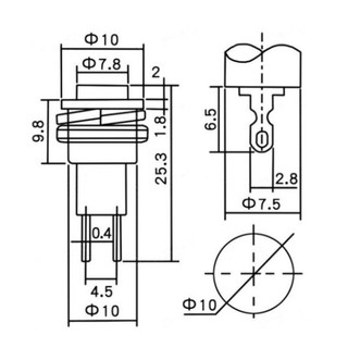 [Giá combo] Nút nhấn nhả (reset) DS-316 10mm 2 chân 250V 0.5A
