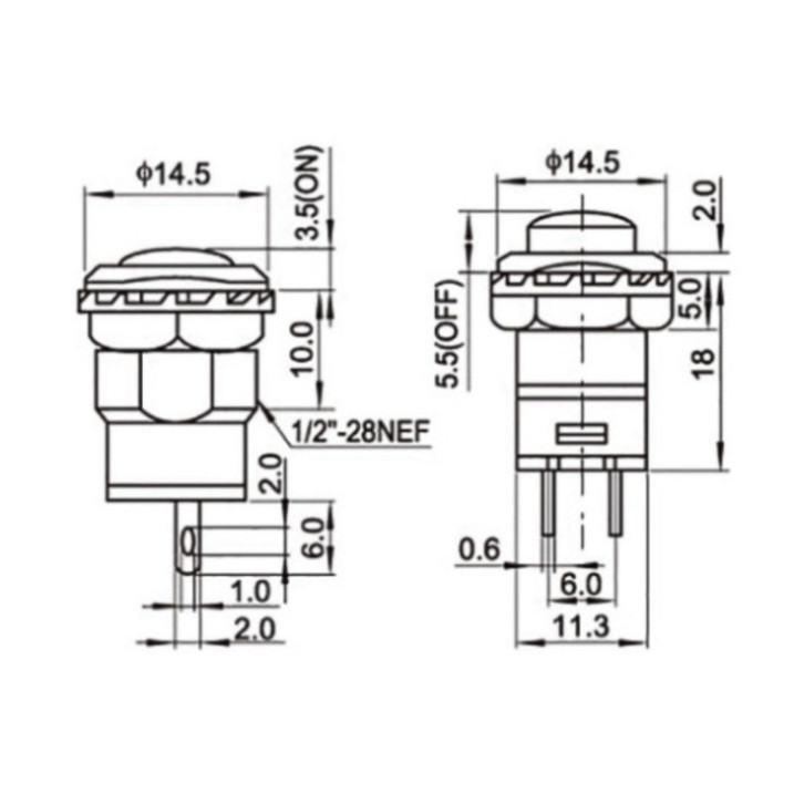 [Giá bán sỉ] (10 cái) Nút nhấn nhả DS-227/ nhấn giữ DS-228 12mm 2 chân 250V 1.5A