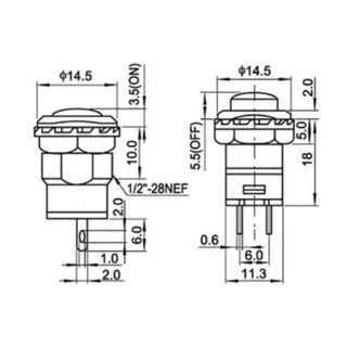 [Bán sỉ combo] (10 cái) Nút nhấn nhả DS-227/ nhấn giữ DS-228 12mm 2 chân 250V 1.5A