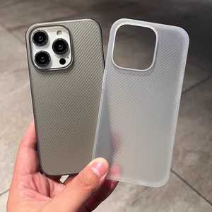 ốp Sọc nhẹ siêu mỏng Iphone 17 Promax 16-15 Plus -14-13 Vỏ điện thoại đơn giản Vỏ cứng cạnh mềm vân sọc cacbon