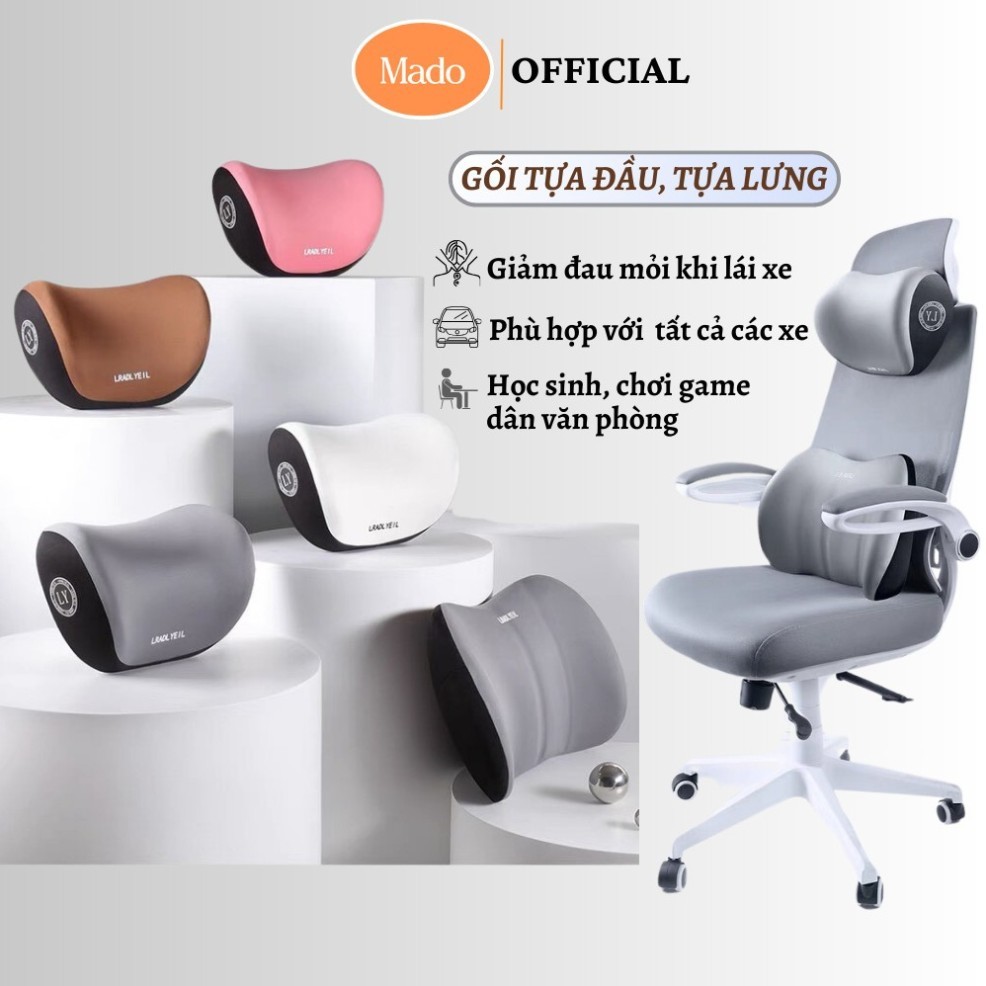 Gối Tựa Lưng Tựa Đầu Cao Su Mềm êm ái Dùng Cho Ghế Ô Tô Ghế Văn Phòng Hỗ Trợ Cột Sống Giảm Đau Mỏi