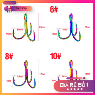 [Ưu Đãi] Bộ Lưỡi Câu 3 Tiêu TiTan Thép Carbon Nhiều Màu Sắc - Set 5 Lưỡi LC43 Chất Lượng Cao [SF2]