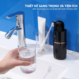 Hộp đựng bàn chải đánh răng du lịch đa năng 5 trong 1 kèm bình chiết, cốc, lược, gương tiện lợi