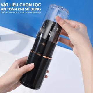 Hộp đựng bàn chải đánh răng du lịch đa năng 5 trong 1 kèm bình chiết, cốc, lược, gương tiện lợi