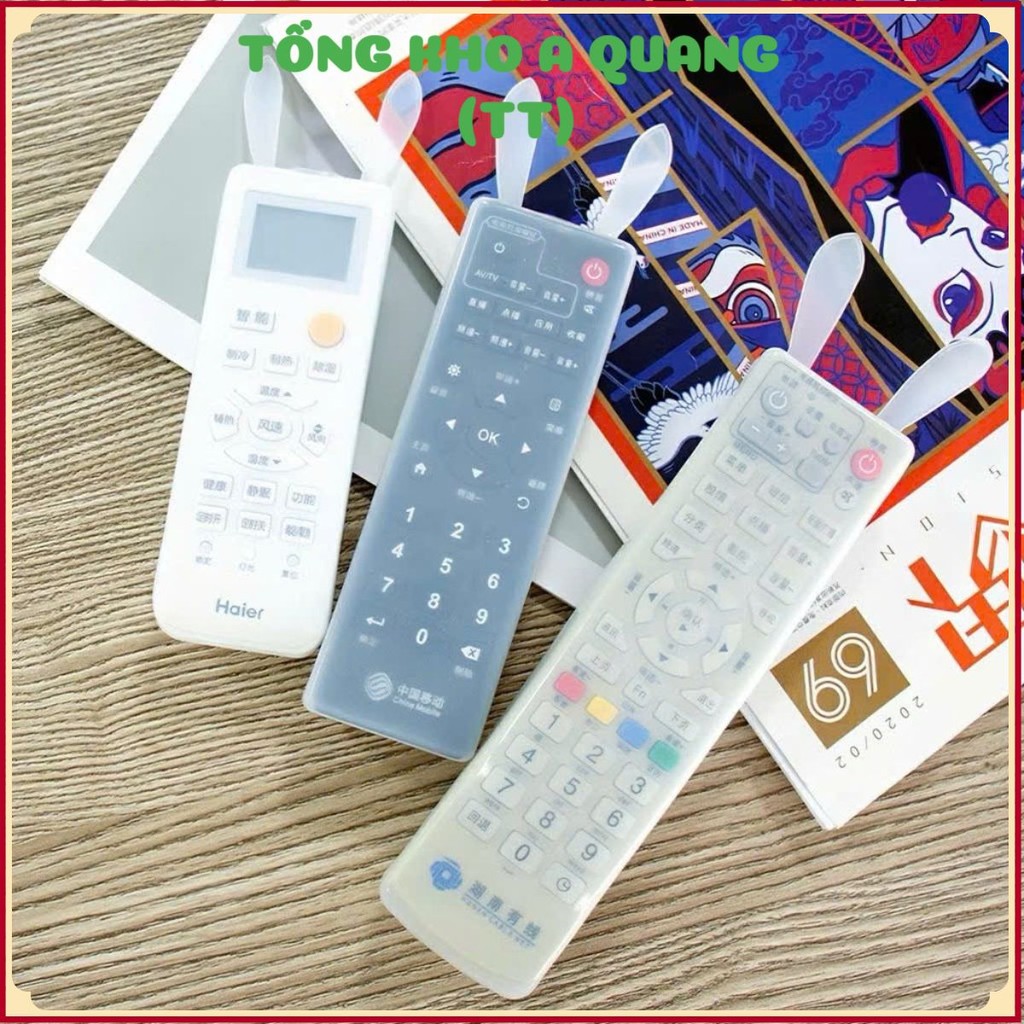 Bọc điều khiển silicon tai thỏ trong suốt – Phụ kiện tiện lợi chống thấm nước và bụi cho remote TV & máy lạnh