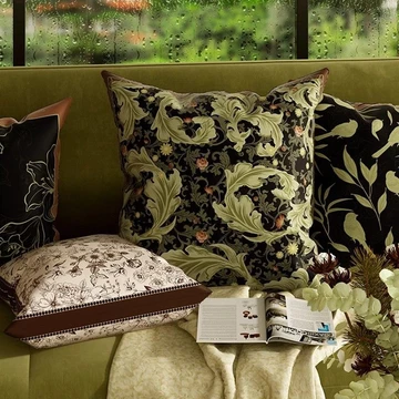 Gối ném hoa vintage Mỹ, gối tựa lưng, gối sofa phòng khách, gối giường phòng ngủ, gối ném màu xanh lá cây, gối ngủ