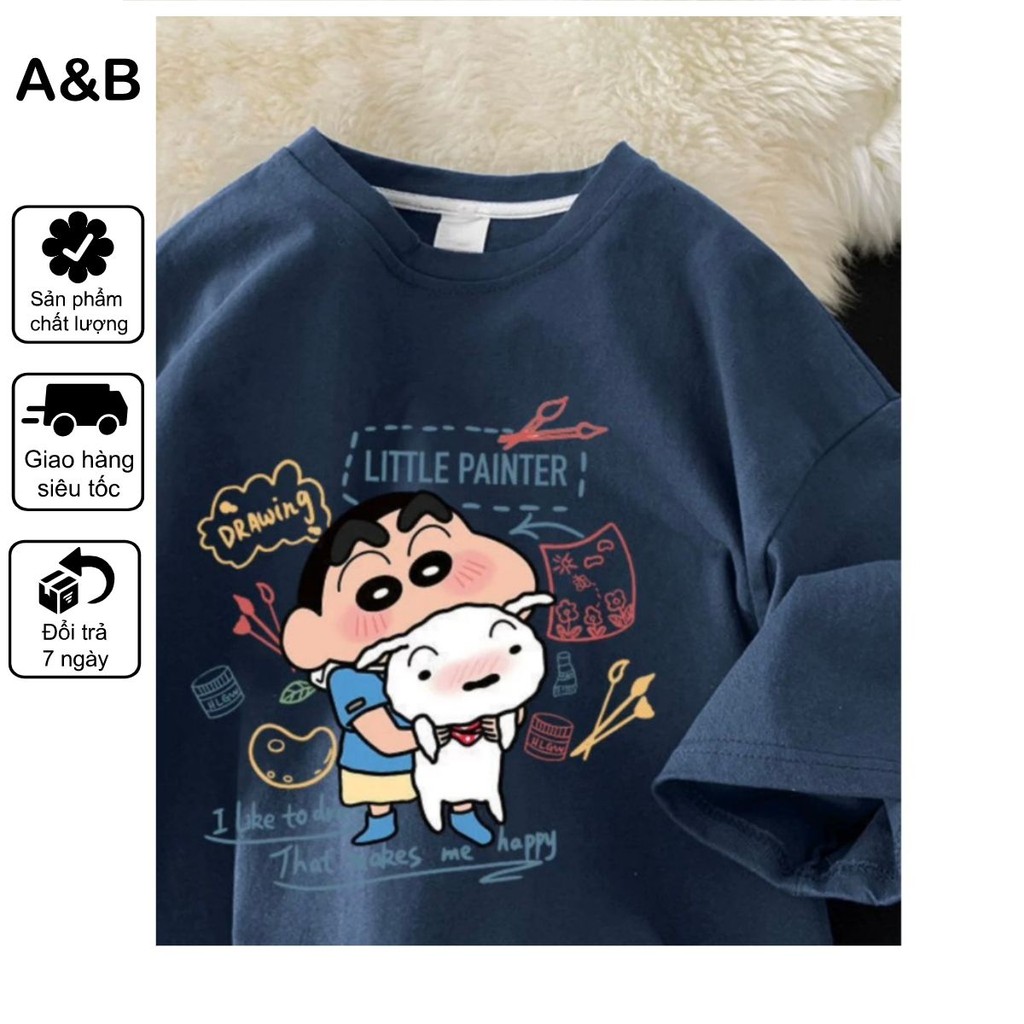 áo phông thun nữ nam 3158 mẫu mới in hình shin chất cotton khô form rộng thấm hút mồ hôi