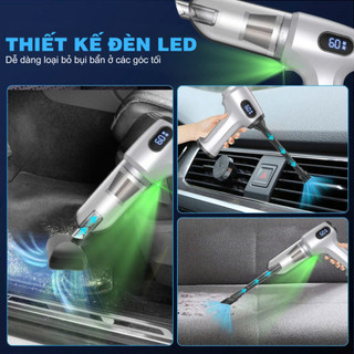 Máy hút bụi mini 2in1 thổi & hút,hiển thị màn hình, 12000Pa, có đèn xanh báo bụi, nhỏ gọn, pin sạc