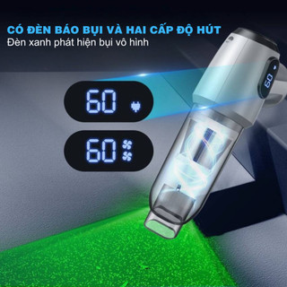 Máy hút bụi mini 2in1 thổi & hút,hiển thị màn hình, 12000Pa, có đèn xanh báo bụi, nhỏ gọn, pin sạc
