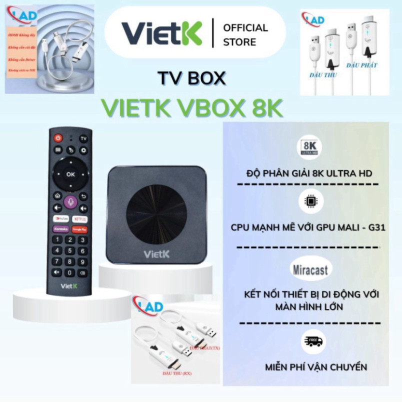VietK VBox Android TVBox 8K, Android 12 với GPU mạnh mẽ, hỗ trợ 4K ...