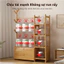 Bamboo Living Mall Tủ quần áo gỗ tre có móc treo Kệ để đồ có ngăn kéo Vintage decor Ba lựa chọn