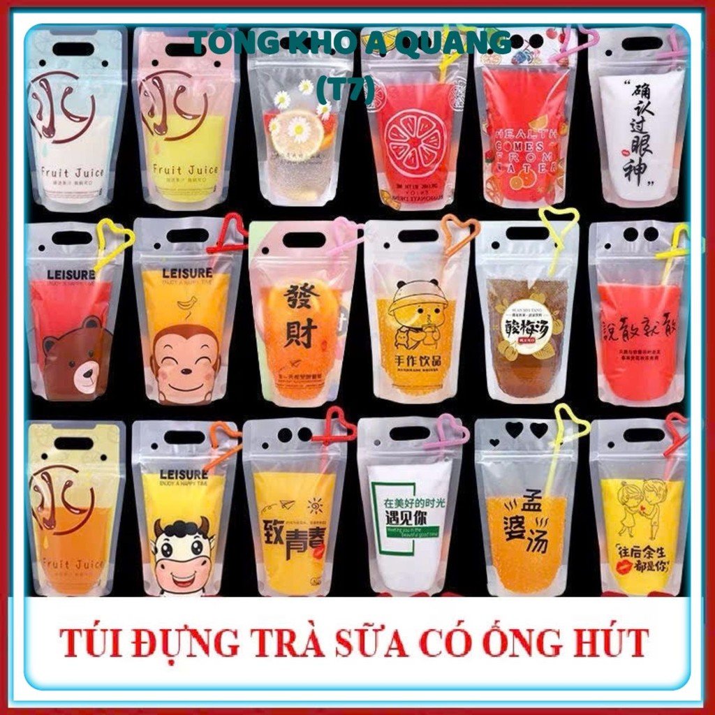 Bao Bì Túi Zip 500ml Đựng Trà Chanh, Nước Trái Cây – Dễ Đóng Gói, Dễ Sử Dụng