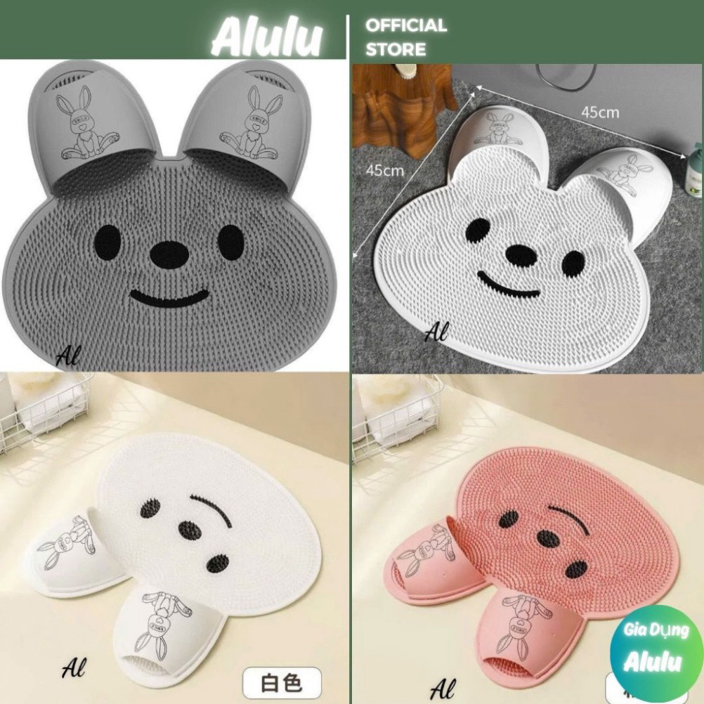 Thảm Chùi Chân Massage Dễ Thương Hình Thỏ - Thảm Chống Trượt Silicon Dùng Làm Sạch Chân