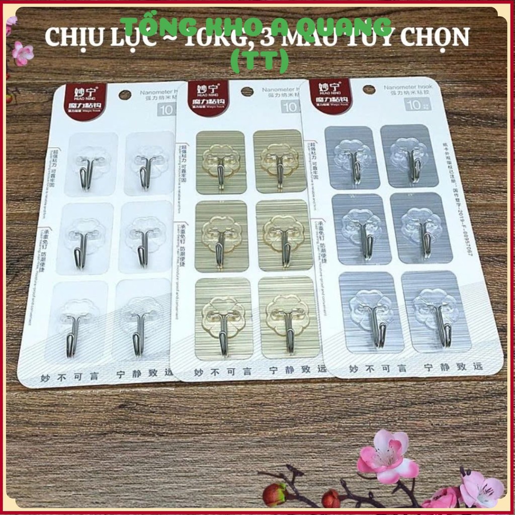 [COMBO 10] VỈ 6 MÓC DÁN CHỐNG GỈ TREO ĐỒ ĐA NĂNG - Móc Dán Treo Đồ Chịu Lực 10kg,Set 6 Móc Chịu Lực Không Bong Tróc