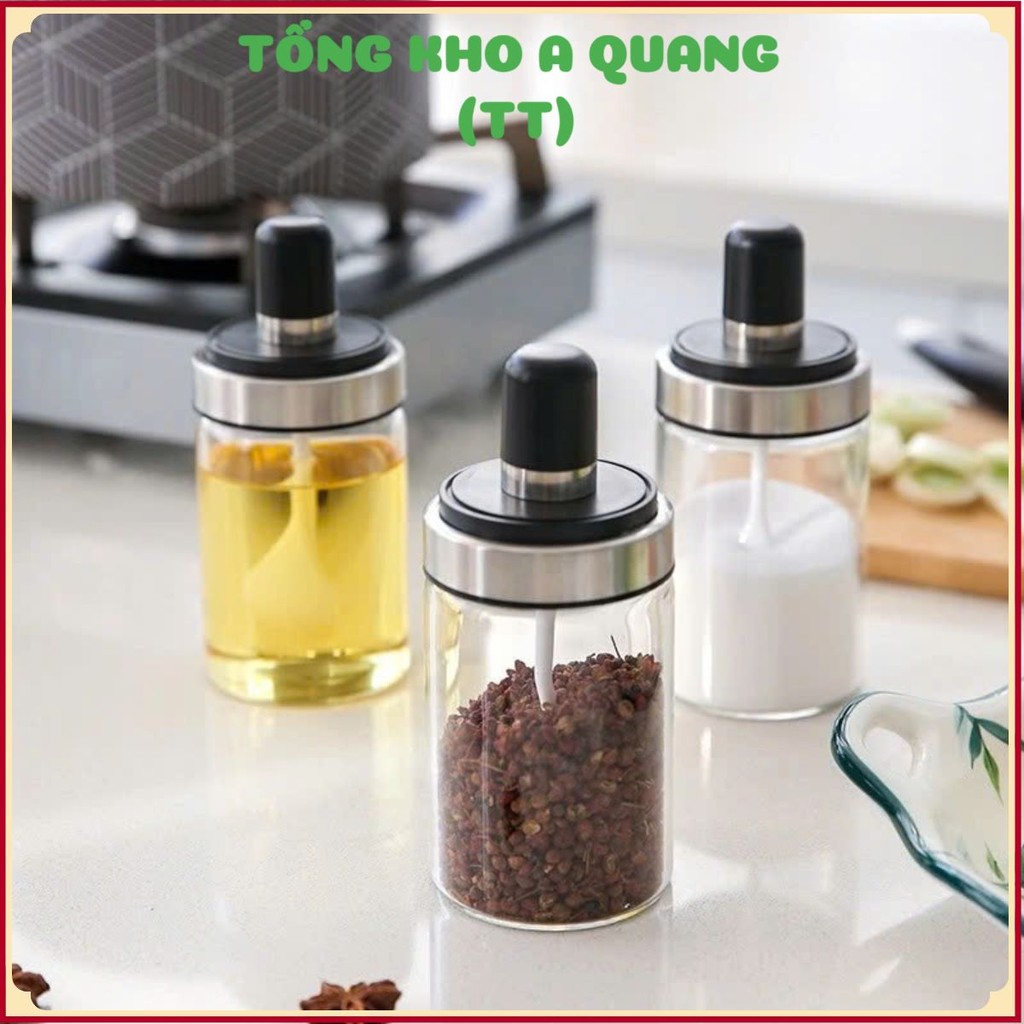 LỌ ĐỰNG GIA VỊ KÈM MUỖNG THÔNG MINH - Lọ Gia Vị Chống Ẩm Bảo Quản Tốt,Hũ Đựng Gia Vị Thủy Tinh Nhà Bếp Tiện Lợi