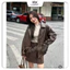 Áo da biker FORM TO QC túi hộp 2 lớp , Áo bomber da bo gấu phong cách Retro