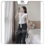 Áo ren xô boil cổ V tay hến thắt nơ ngực CHEANLIN TOP dành cho nữ phù hợ