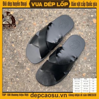 Dép cao su 2 quai chéo lốp máy bay thủ công, thương hiệu Vua Dép Lốp Phạm Quang Xuân, bảo hành, sẵn