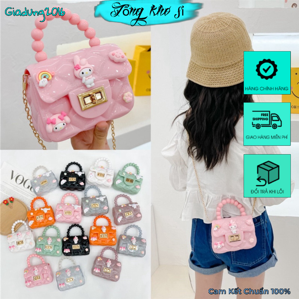 Túi Quai Ngọc đeo chéo cho bé gái có dán sticker hoạt hình ngộ nghĩnh ...