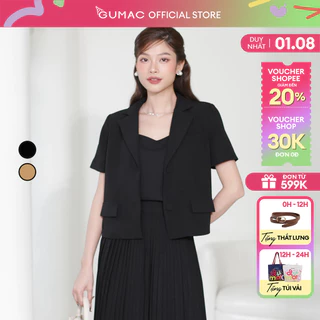 Áo Blazer nữ dáng lửng tay ngắn nút bọc công sở thanh lịch thời trang GUMAC LOWE0722 - LOWF0538