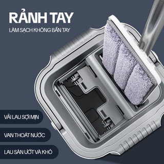 Bộ Cây Lau Nhà,Thùng Lau Nhà Tự Vắt Thông Minh, Chổi Lau Nhà Xoay 360 Độ, Lau Sàn Làm Sạch