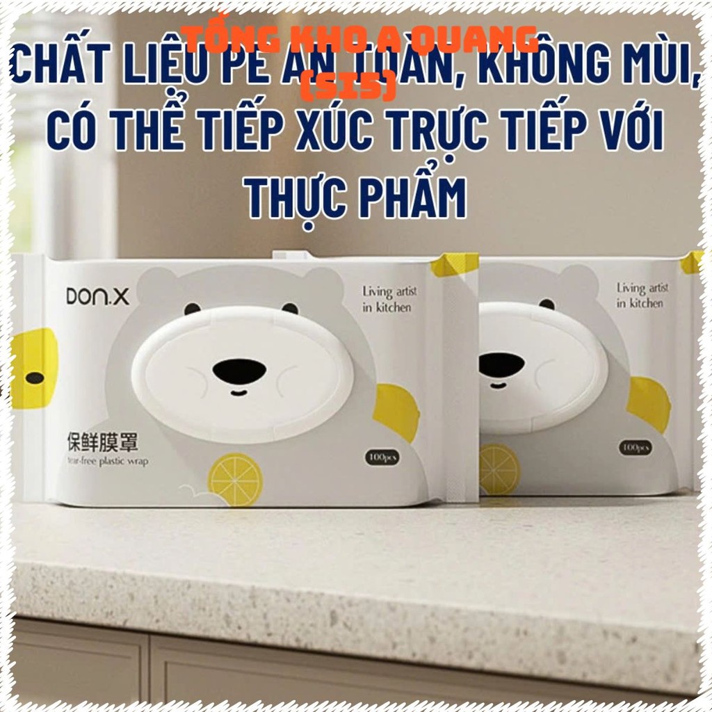 Combo 100 Chiếc Bọc Siêu Dai An Toàn,Bọc Thực Phẩm Gấu Có Nắp Đậy Chống Bụi - MÀNG BỌC THỰC PHẨM TÚI RÚT TIỆN LỢI