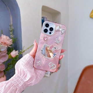 [GNKTG03] Ốp lưng iphone GIẤY NHĂN KIM TUYẾN Gương 7plus/xsmax/11/12/13/14/15/16/17/pro/plus/promax(Ốp Stick Hồng) RABBI