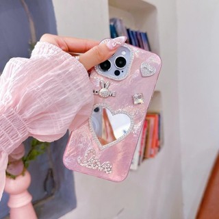 [GNKTG04] Ốp lưng iphone GIẤY NHĂN KIM TUYẾN Gương 7plus/xsmax/11/12/13/14/15/16/17/pro/plus/promax(Ốp Stick Hồng) RABBI
