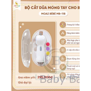 Máy Dũa Móng Tay Cho Bé Moaz bebe Với Các Tấm Mài Tùy Chỉnh Theo Độ Tuổi