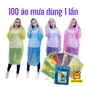 Set 100 áo mưa 1 lần trong suốt đủ mầu siêu bền tiện lợi