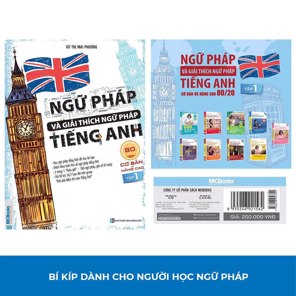 Sách - Ngữ Pháp Và Giải Thích Ngữ Pháp Tiếng Anh Cơ Bản Và Nâng Cao Tập 1 - Học Kèm App Online