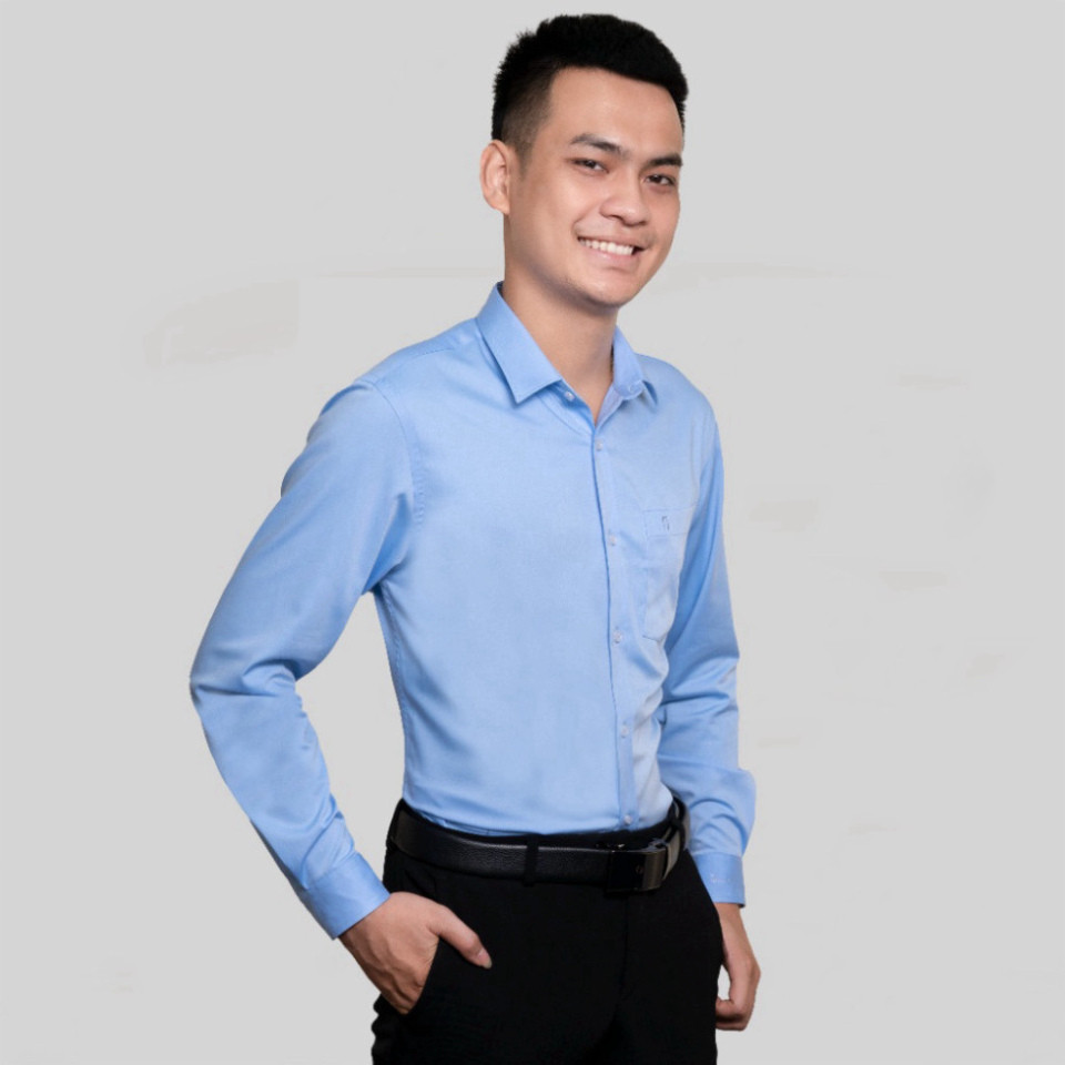 Áo sơ mi dài tay nam Thái Hoà 993 chất liệu sợi tre trơn thiết kế công sở hai màu xanh trắng | BigBuy360 - bigbuy360.vn
