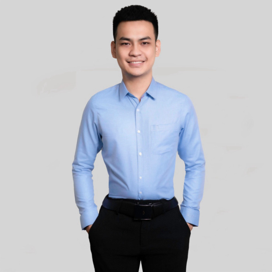 Áo sơ mi dài tay nam Thái Hoà 993 chất liệu sợi tre trơn thiết kế công sở hai màu xanh trắng | BigBuy360 - bigbuy360.vn