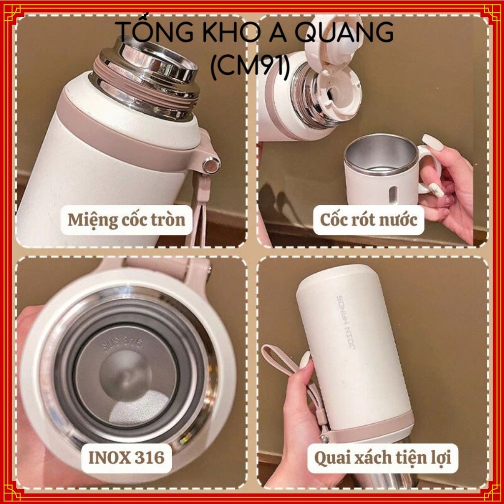Bình Giữ Nhiệt Join Handa Cao Cấp – Có Nắp Làm Cốc, Chống Tràn, Dễ Mang Theo