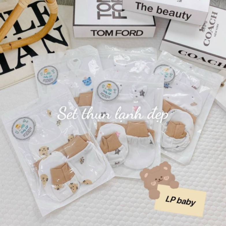 set 3 mũ kèm bao tay bao chân thun lạnh