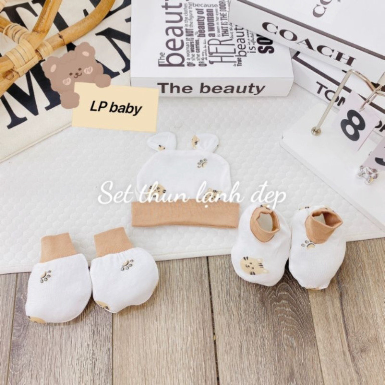set 3 mũ kèm bao tay bao chân thun lạnh