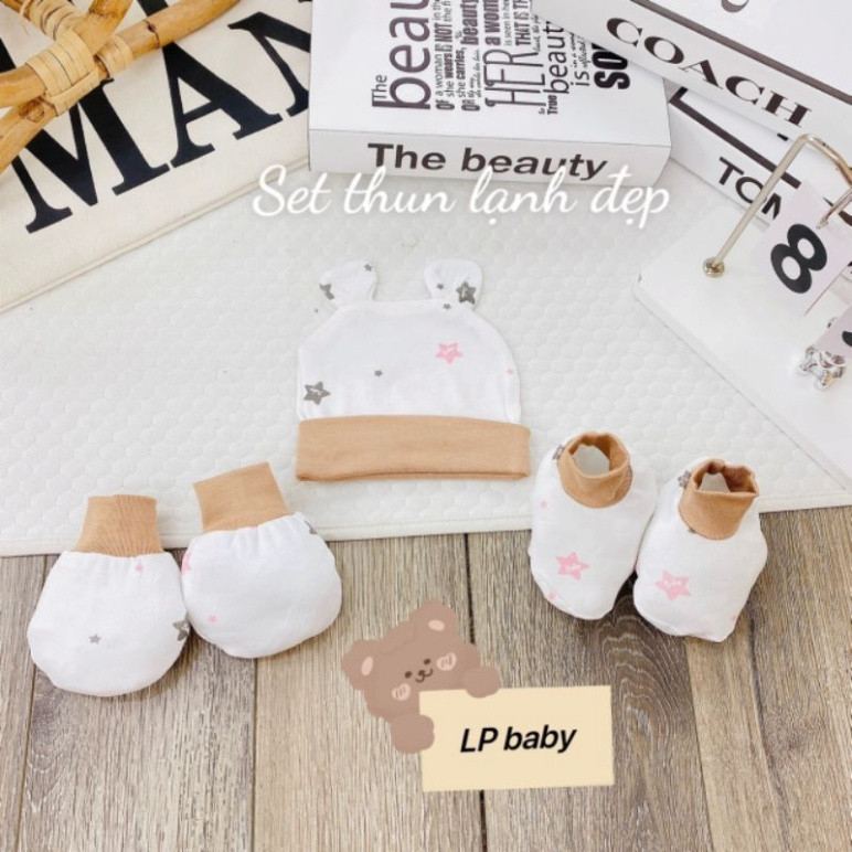 set 3 mũ kèm bao tay bao chân thun lạnh