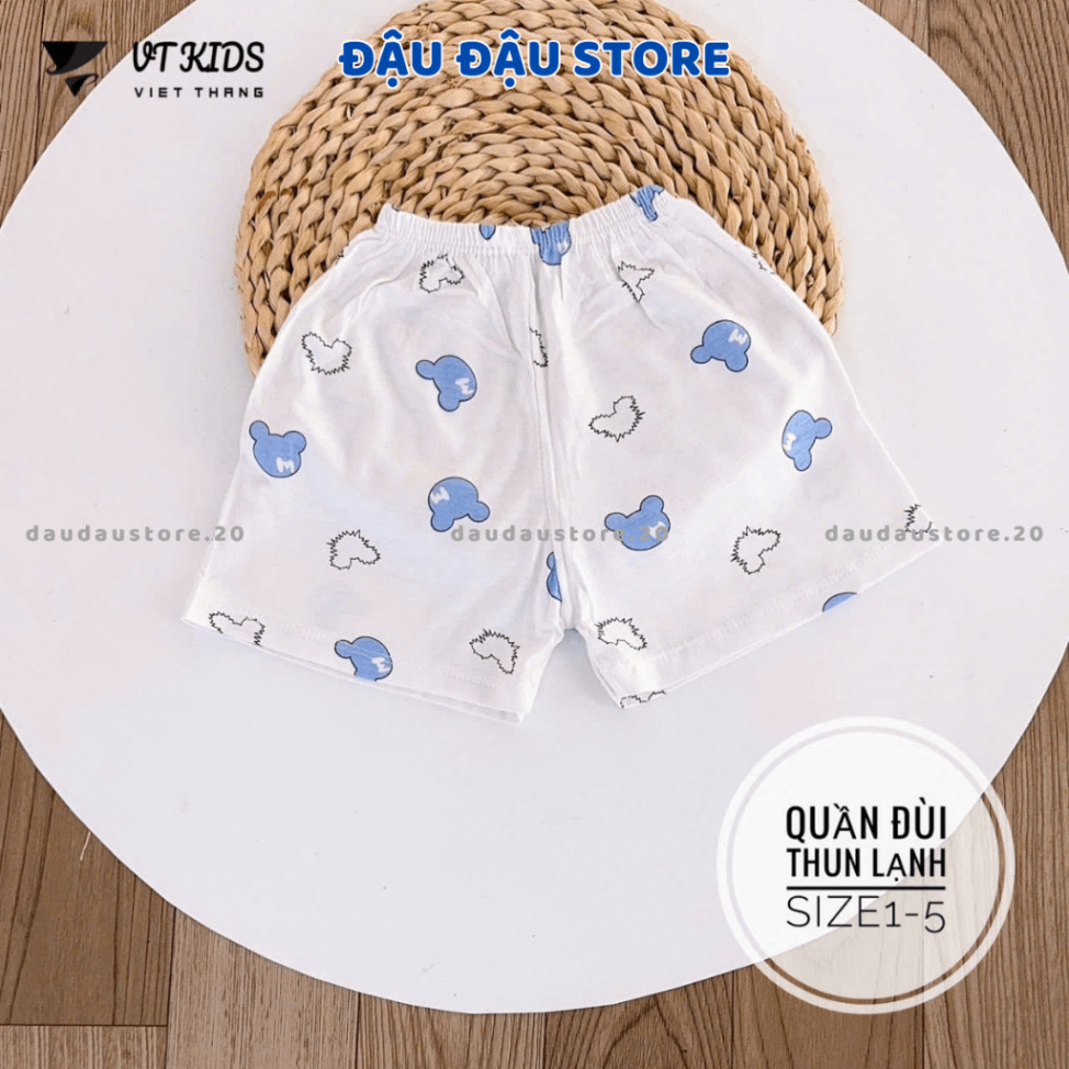 Set 5/10 Quần Đùi Quần Chục Trắng Thun Lạnh VT Cho Bé Gái Bé Trai 4-15kg Vải Mềm Mát Phối Họa Tiết