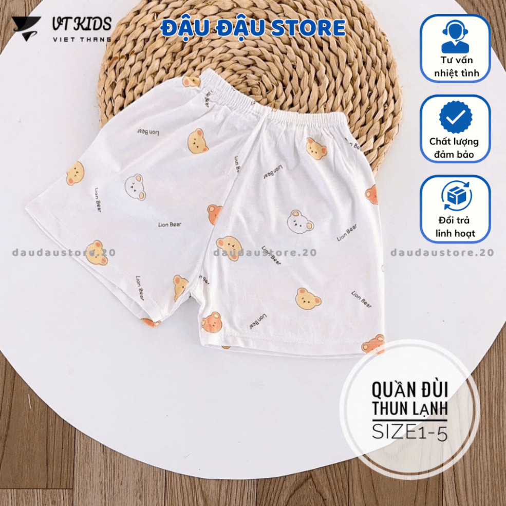 Set 5/10 Quần Đùi Quần Chục Trắng Thun Lạnh VT Cho Bé Gái Bé Trai 4-15kg Vải Mềm Mát Phối Họa Tiết
