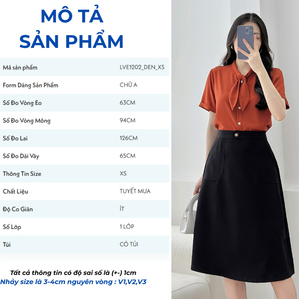 Chân Váy Chữ A Nữ GUMAC Chân Váy Công Sở Lưng Cao Dáng Dài Chất Tuyết Mưa Có Túi Đắp Thanh Lịch LVE1202