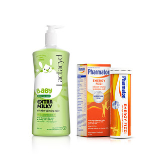 Bộ 1 Sữa Tắm Gội Trẻ Em Lactacyd Milky Size Jumbo 800ml + 1 Thực phẩm bảo vệ sức khỏe Pharmaton Energy Fizzi