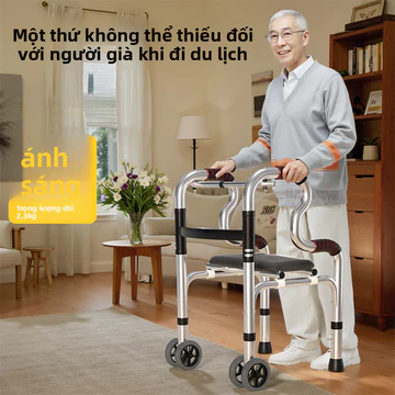 Ống tập đi cho người già, gậy đi bộ, ống tập đi cho người già, khung tập đi hỗ trợ bốn chân, khung tập đi phục hồi chức