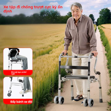 Ống tập đi cho người già, gậy đi bộ, ống tập đi cho người già, khung tập đi hỗ trợ bốn chân, khung tập đi phục hồi chức