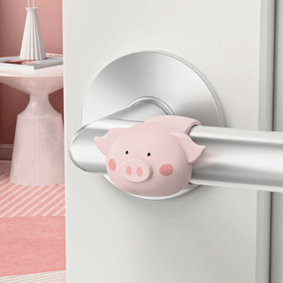 Combo 6 Miếng Chặn Cửa Chống Va Đập Silicon Chống Tiếng Ồn Làm Hỏng Tường Đệm Chặn Cửa Tay Cầm Hình Lợn Life Plus - CC02