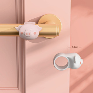 Combo 6 Miếng Chặn Cửa Chống Va Đập Silicon Chống Tiếng Ồn Làm Hỏng Tường Đệm Chặn Cửa Tay Cầm Hình Lợn Life Plus - CC02